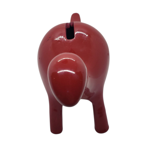 Red Metal Dinosaur Coin Bank Piggy Bank Brontosaurus Kids Decor RARE Vintage - Picture 4 of 9